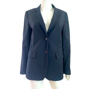 Talbots Wool Stretch Blazer Jacket Navy Blue Sz 8 Office Classic Two-Button